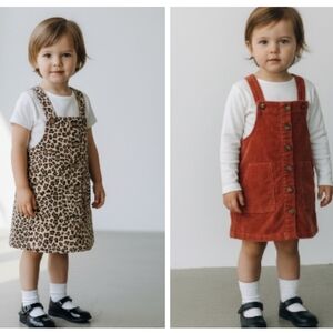 Wonder Nation Dress Girls 2T  Leopard Twill and Rust Corduroy 2 Dress Lot